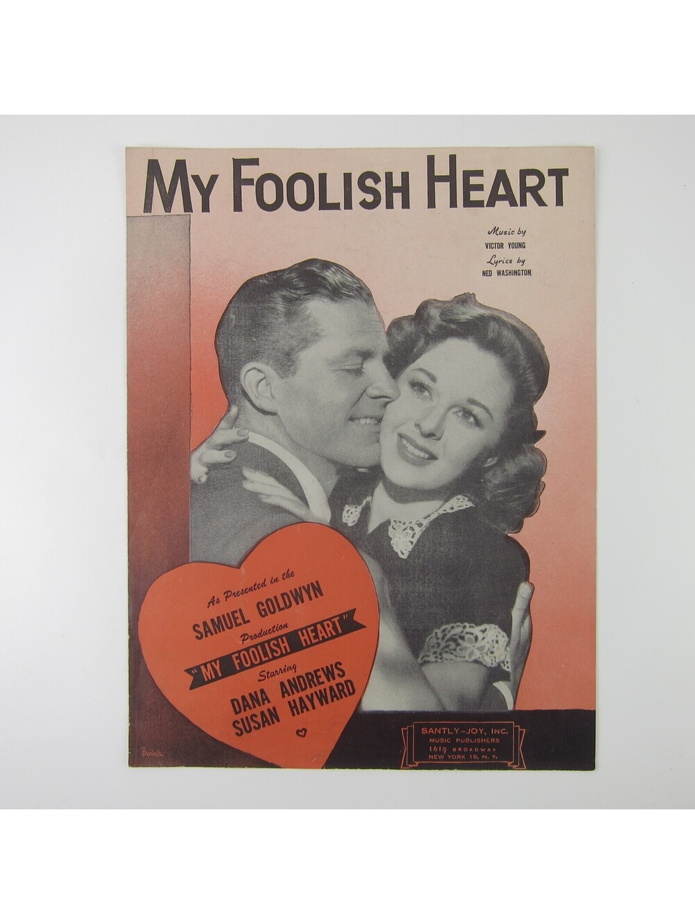 Sheet Music My Foolish Heart Dana Andrews Susan Hayward Film Movie Vintage 1949
